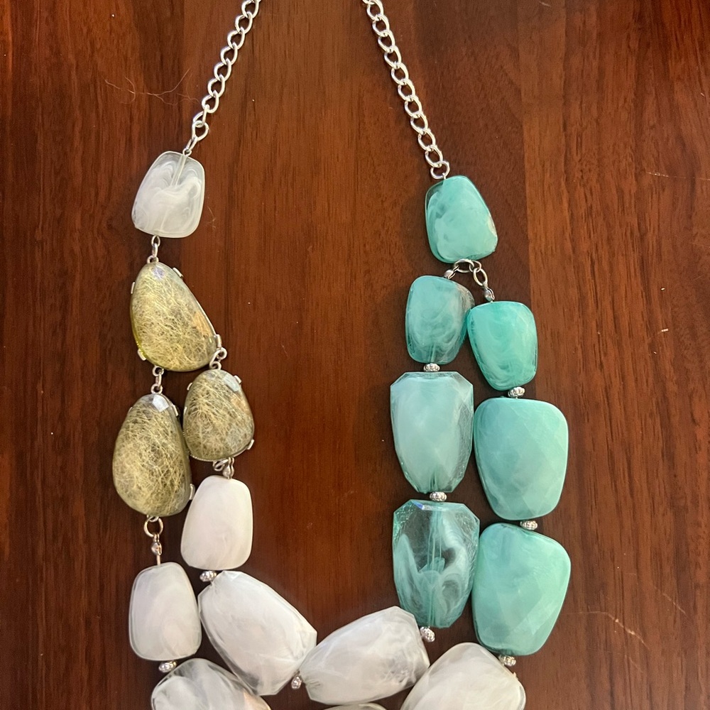 Charming Charlie Turquoise, Yellow and White Stone Necklace